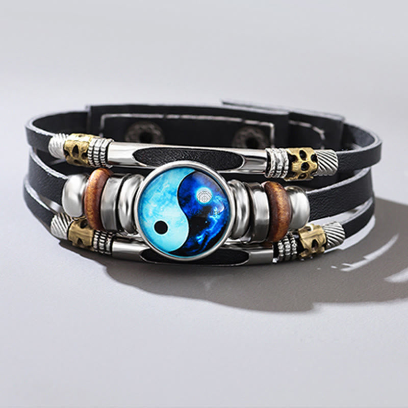 Yin Yang Leather Balance Bracelet with Luck Muse - Image 3