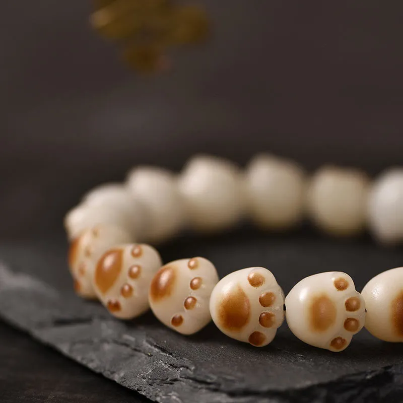 Cute Cat Paw Bodhi Seed Peace Bracelet with Luck Muse Accents - Image 11