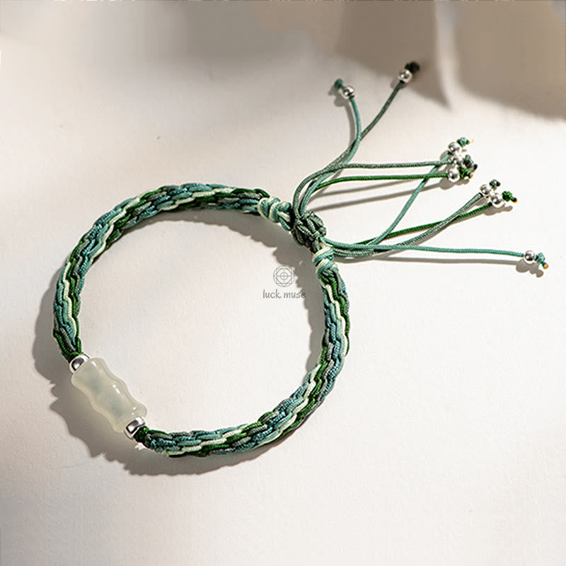 Bamboo Samsara Knot White Jade Bracelet for Wealth, Luck, and Strength - Image 6
