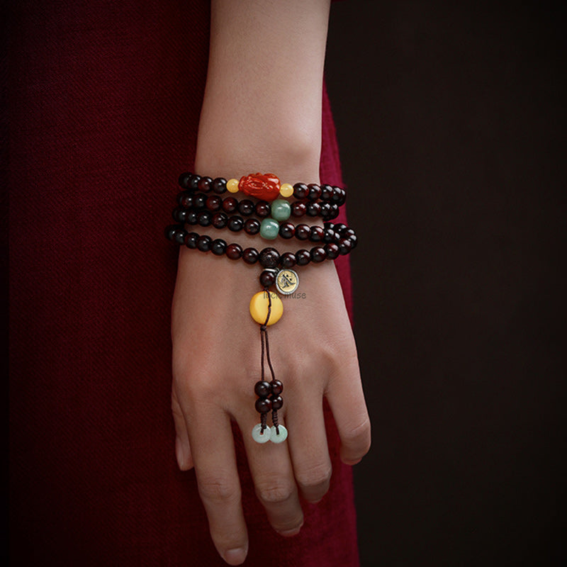 Natal Buddha Chinese Zodiac 108 Beads Red Sandalwood Red Agate Pixiu Protection Bracelet - Image 7