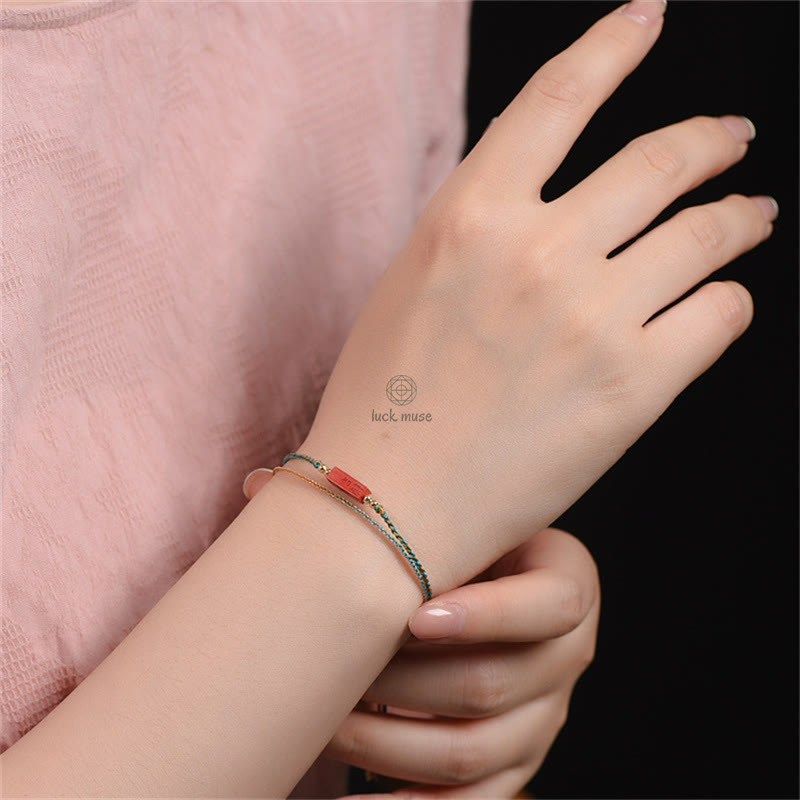 Handmade Cinnabar Blessing Braid Double Layer Bracelet - Image 8