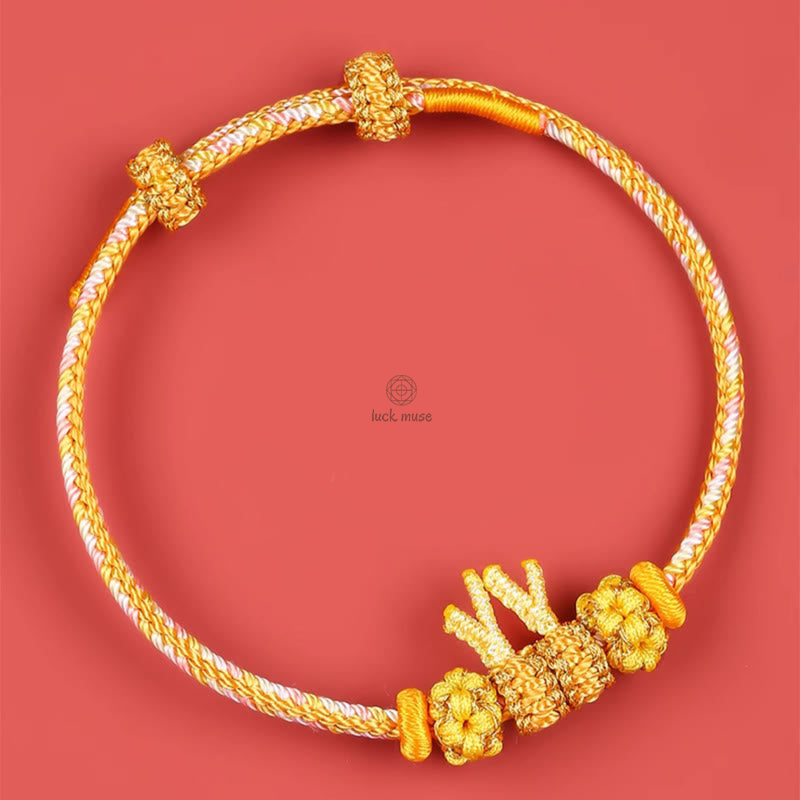 Braided Bracelet: Handmade Year of the Dragon Chinese Zodiac Luck Luck Muse - Image 3
