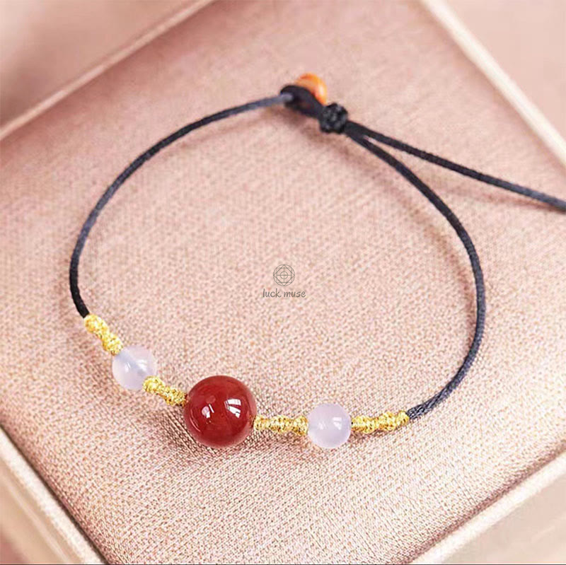Natural Red Agate Chalcedony Self-Acceptance Confidence Bracelet Necklace Set - Image 3