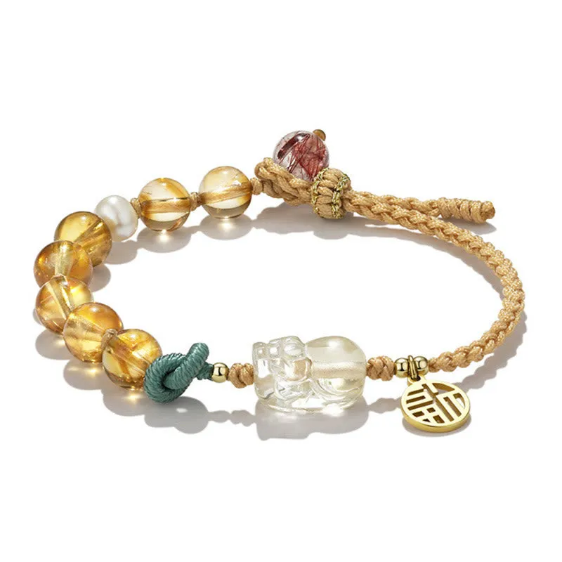 Citrine PiXiu Prosperity String Bracelet - Image 5