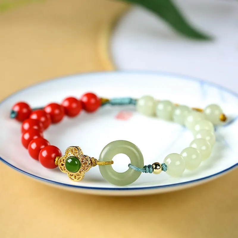 Tibetan Cinnabar Jade Blessing Bracelet from Luck Muse Shop - Image 2