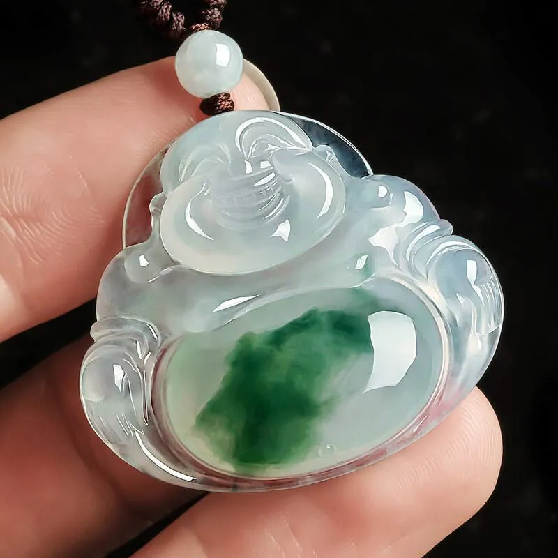 Buddha Cyan Jade Luck Necklace Pendant - Image 3