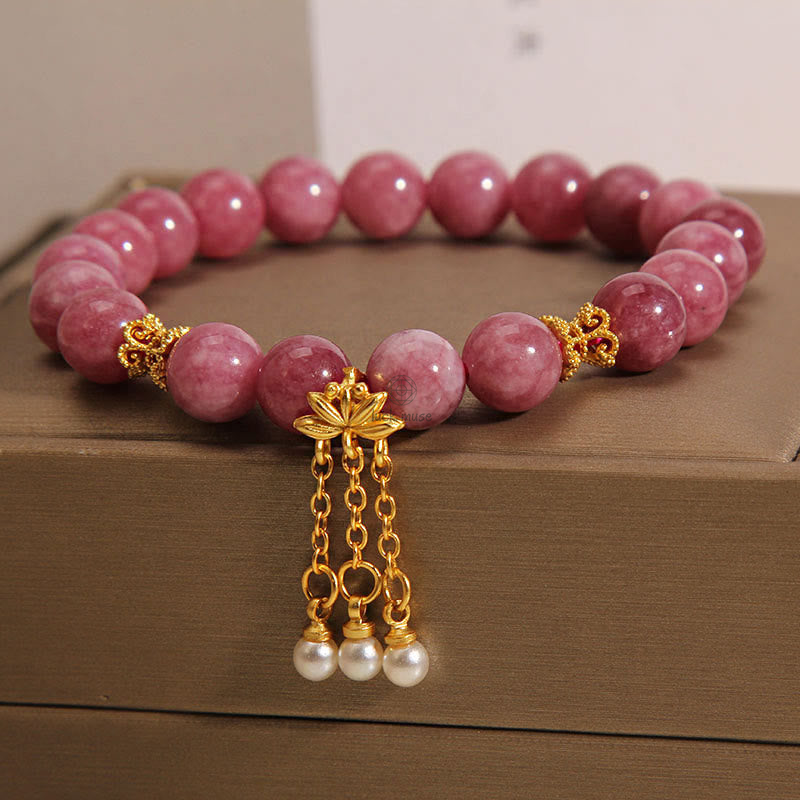 Pink Tourmaline Lotus Flower Bracelet - Image 6
