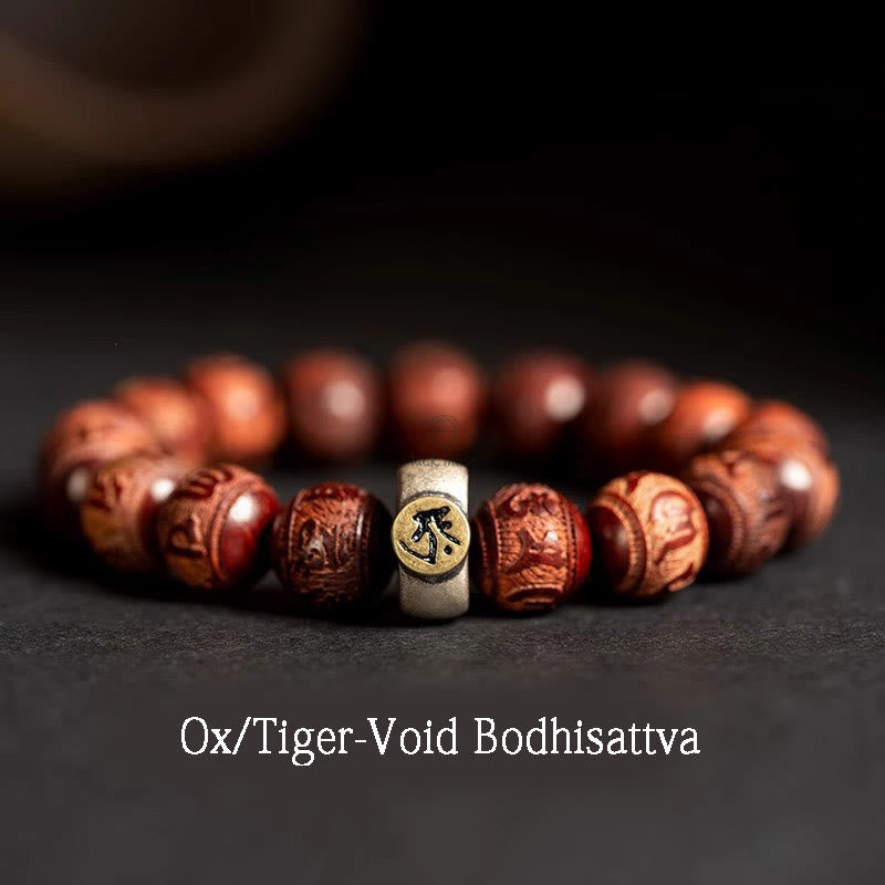 Luck Muse Chinese Zodiac Bracelet - Red Sandalwood Om Mani Padme Hum Protection - Image 13