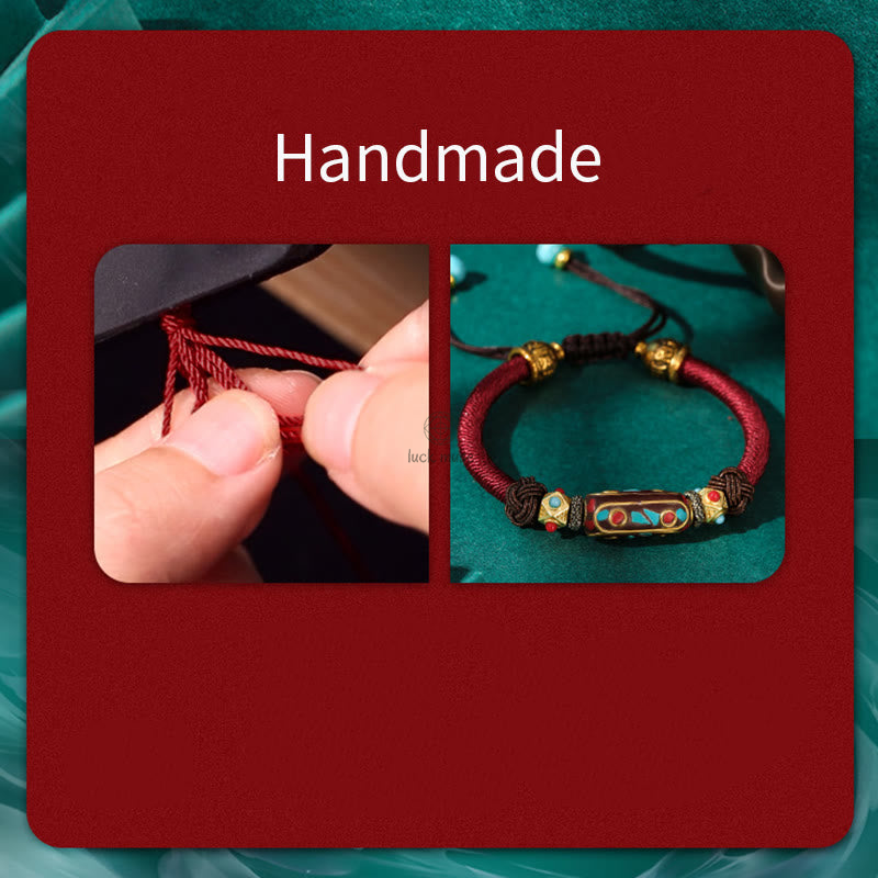 Tibetan Turquoise Om Mani Padme Hum Strength Braided Bracelet by Luck Muse Shop - Image 6