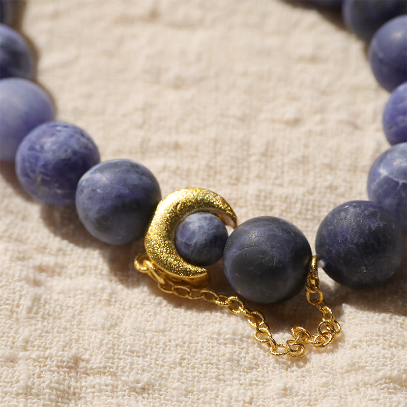 Luck Muse Sodalite Ivory Fruit Bracelet with Dancing Lion, Crescent Moon, and Harmony Design - Image 10