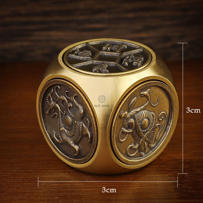 Luck Muse Four Beasts Feng Shui Yin Yang Bagua Rotating Copper Coin Decor - Image 6
