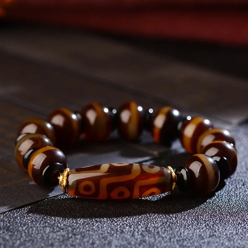 Tibetan Nine-Eye Dzi Agate Bracelet for Wealth Blessings - Image 5
