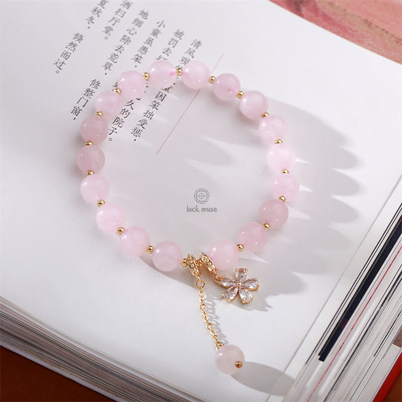 Natural Pink Crystal Plum Blossom Love Bracelet by Luck Muse Shop - Image 6