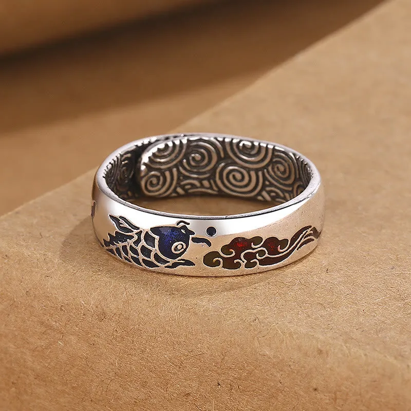 Koi Fish Auspicious Cloud Design Luck Muse Luck Wealth Ring - Image 2