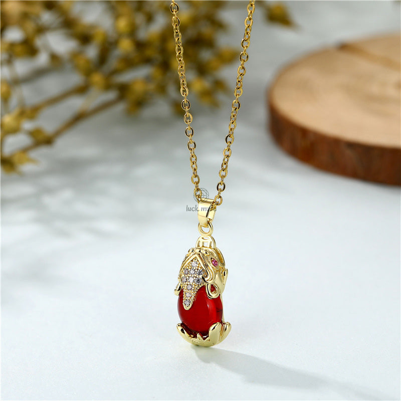 Genuine Garnet Pixiu Fortune Necklace by Luck Muse Shop - Image 3