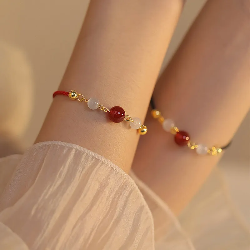 Red Agate and Cat Eye Braided Confidence Bracelet with Luck Muse - Image 10