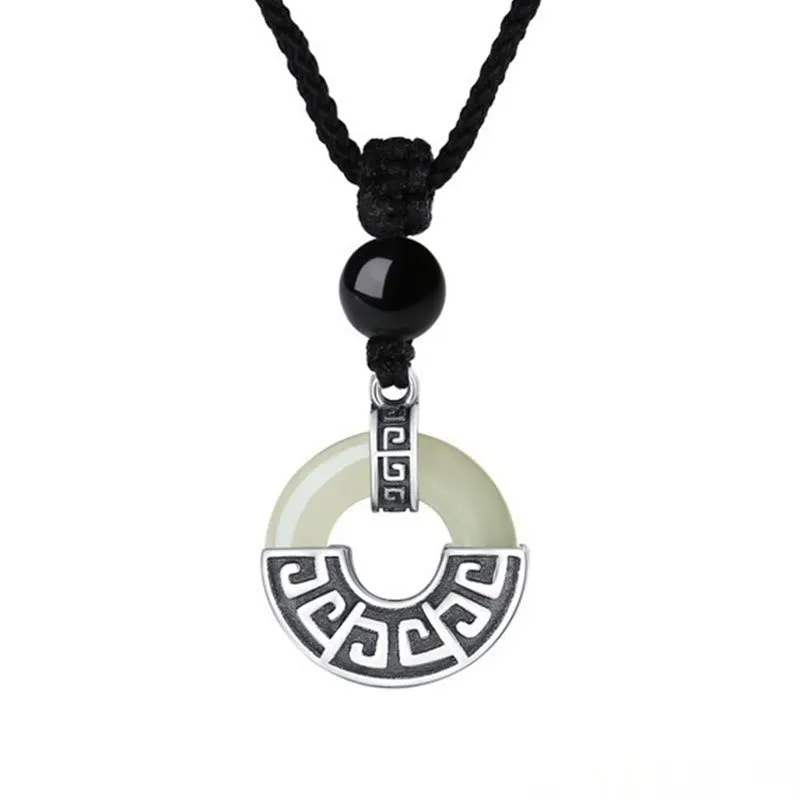 Luck Muse 925 Sterling Silver Hetian Jade Peace Buckle Prosperity Necklace Pendant - Image 10