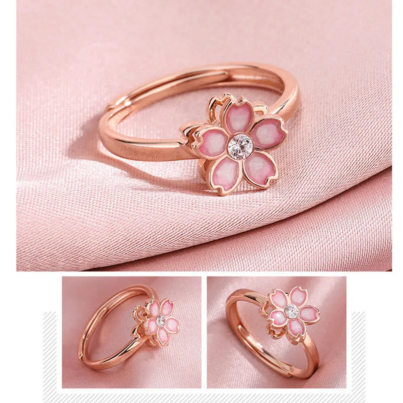 Luck Muse 925 Sterling Silver Cherry Blossom Blessing Bracelet with Rotating Ring - Image 18