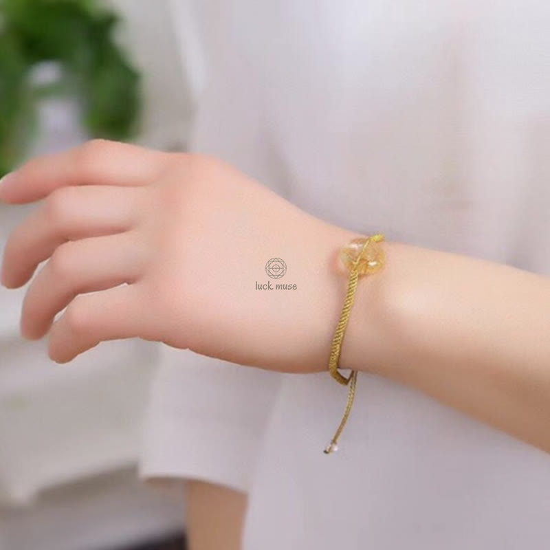 Round Citrine Peace Braided Bracelet with Buckle - Image 6