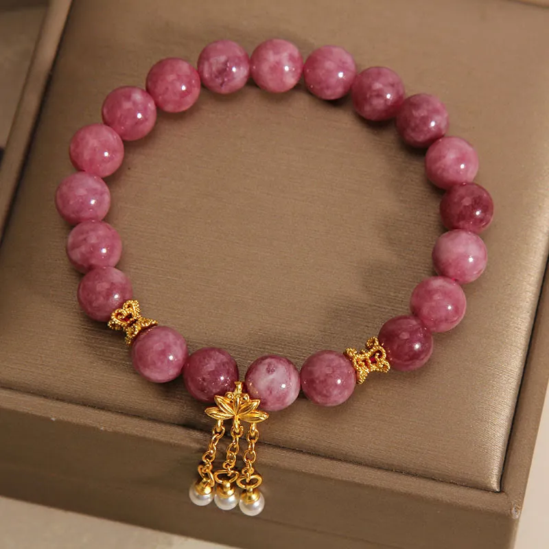 Pink Tourmaline Lotus Flower Bracelet - Image 4