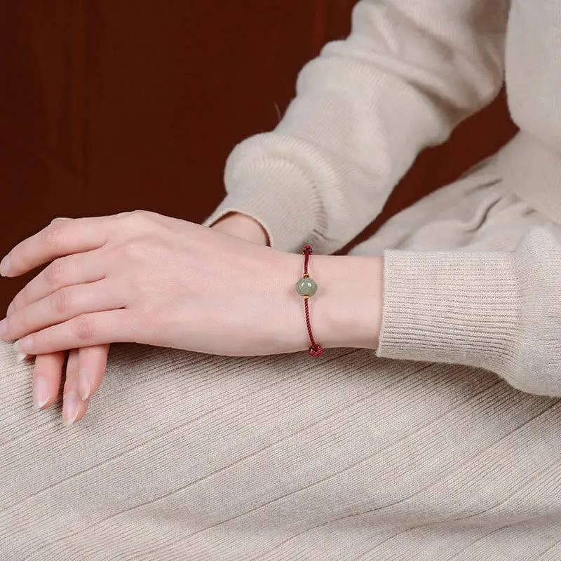 Gold-Plated Hetian Jade Lotus Luck Red String Bracelet with Luck Muse - Image 7