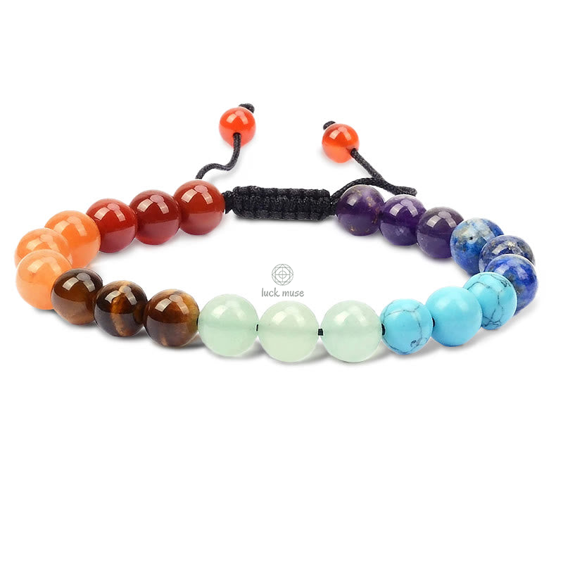 Natural Healing Gemstone Macrame Bracelet - Unisex Adjustable Power Bracelet - Image 3