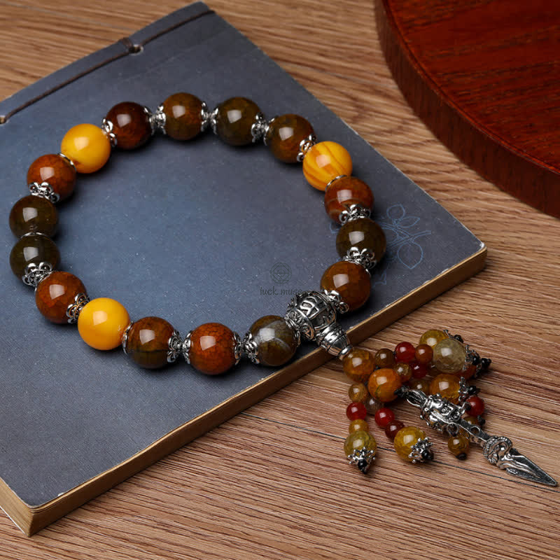 Natural Tiger Eye Red Agate Dragon Vein Agate Stone Vajra Dorje Energy Bracelet - Car Decor - Image 6
