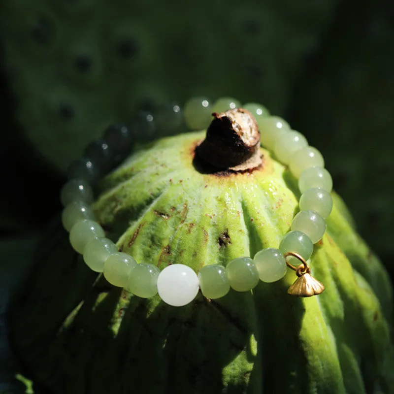 Jade Lotus Abundance Bracelet with Adjustable Fit - Image 2