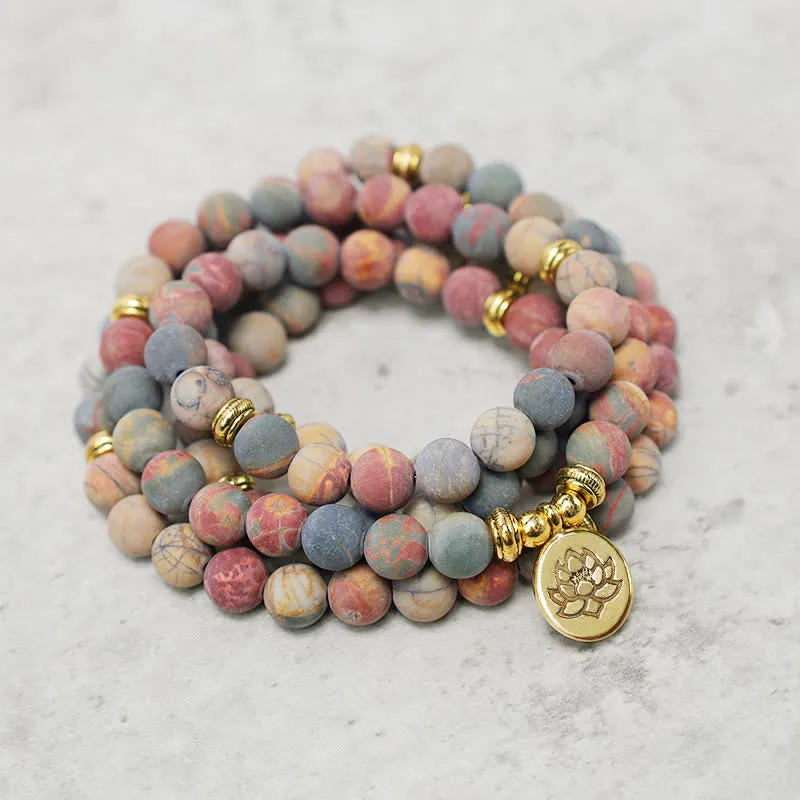 Picasso Jasper Stone 108 Mala Beads Bracelet for Courage and Energy - Image 3
