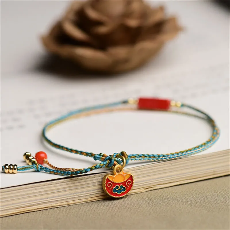 Handmade Cinnabar Blessing Braid Double Layer Bracelet - Image 4