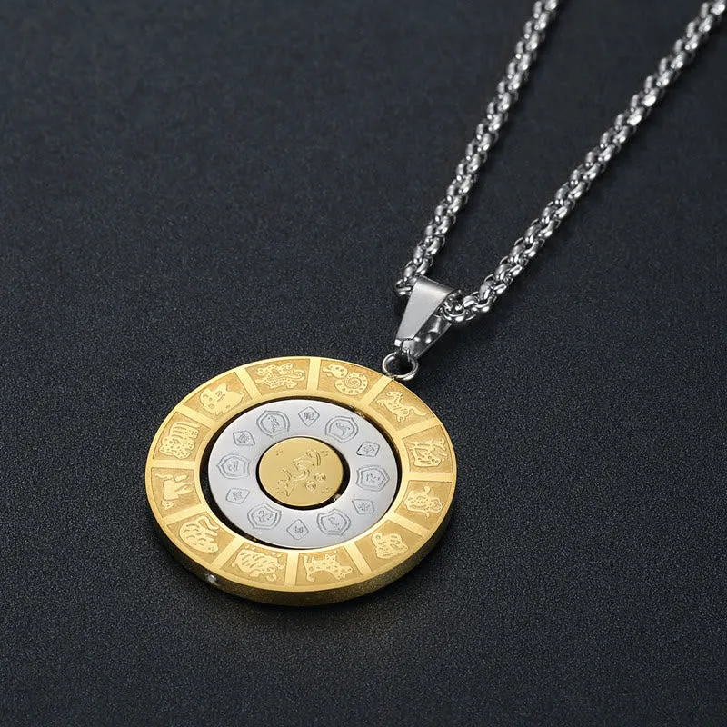 Chinese Zodiac Bagua Amulet Harmony Necklace with Rotatable Pendant - Image 5
