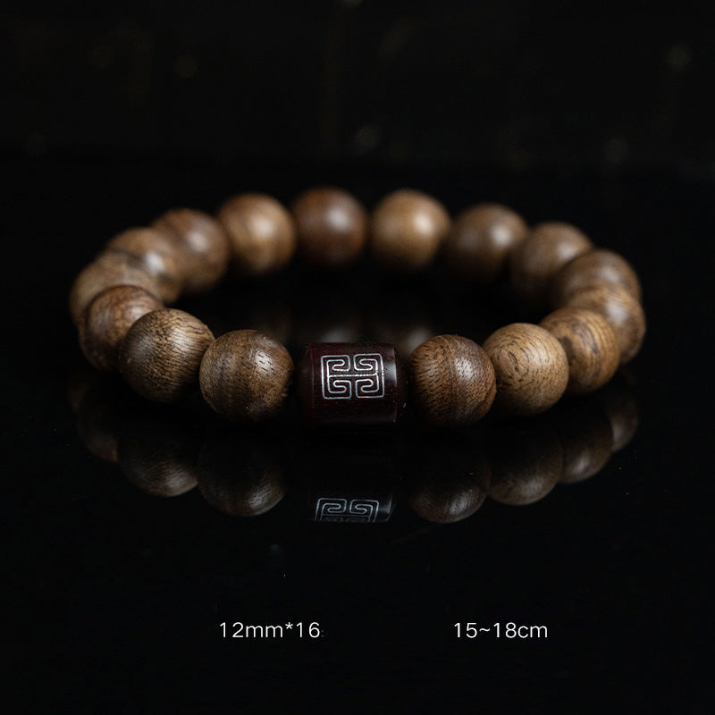 Tarakan Agarwood Amber Red Agate Laughing Buddha Meditation Bracelet - Image 16