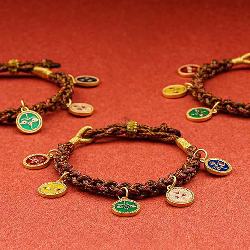 Tibetan Lucky Wealth Thangka Braided String Bracelet - Image 13