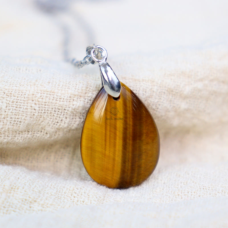 Luck Muse Natural Crystal Gemstone Water Drop Necklace Pendant - Image 19
