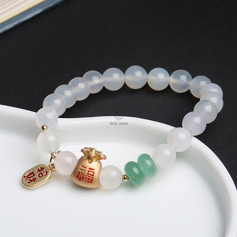 Luck Muse Natural Agate Money Bag Bracelet - Image 2