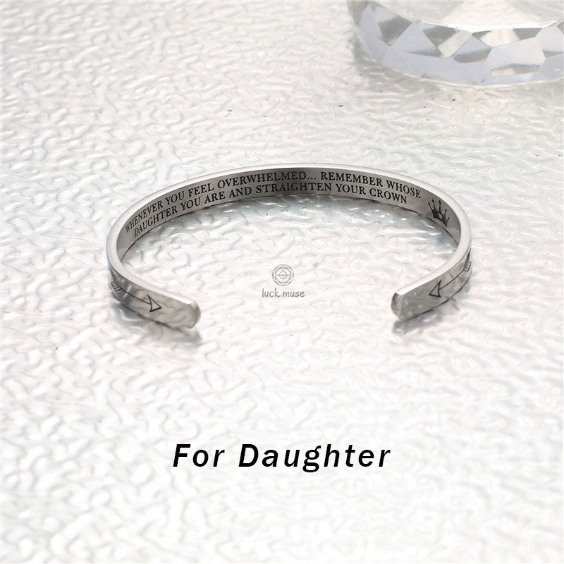 Luck Muse Engraved Mantra Cuff Bangle Bracelet - Personalized Inspirational Gift for Him/Her - Image 3
