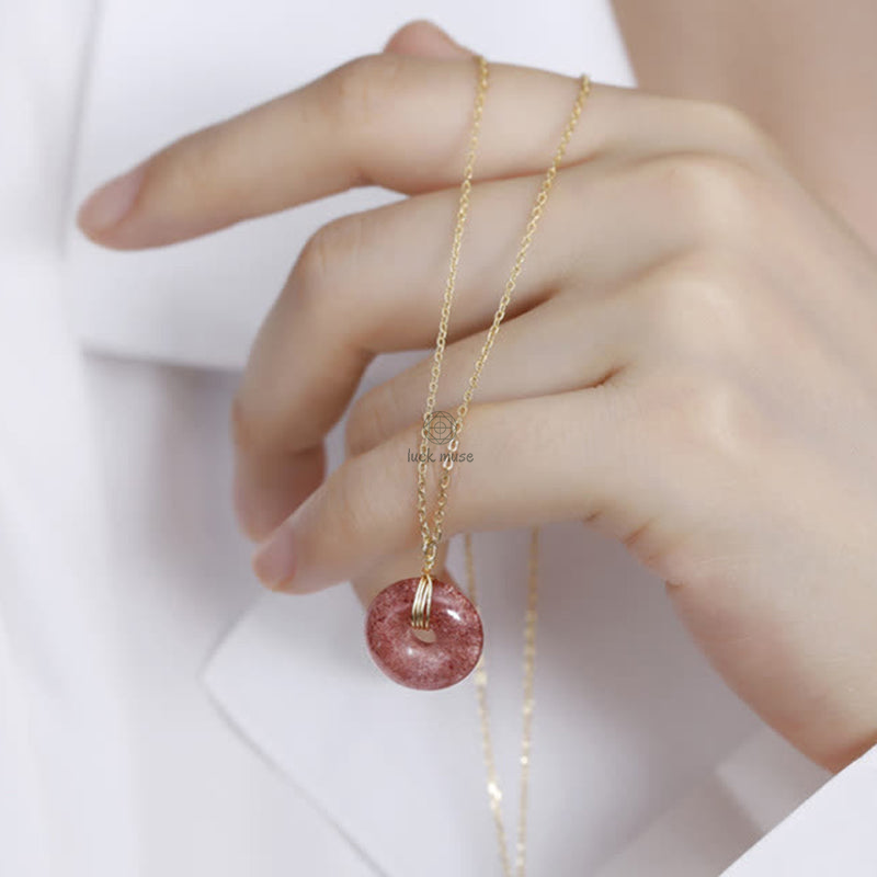 Luck Muse 925 Sterling Silver Strawberry Quartz Healing Necklace - Image 7