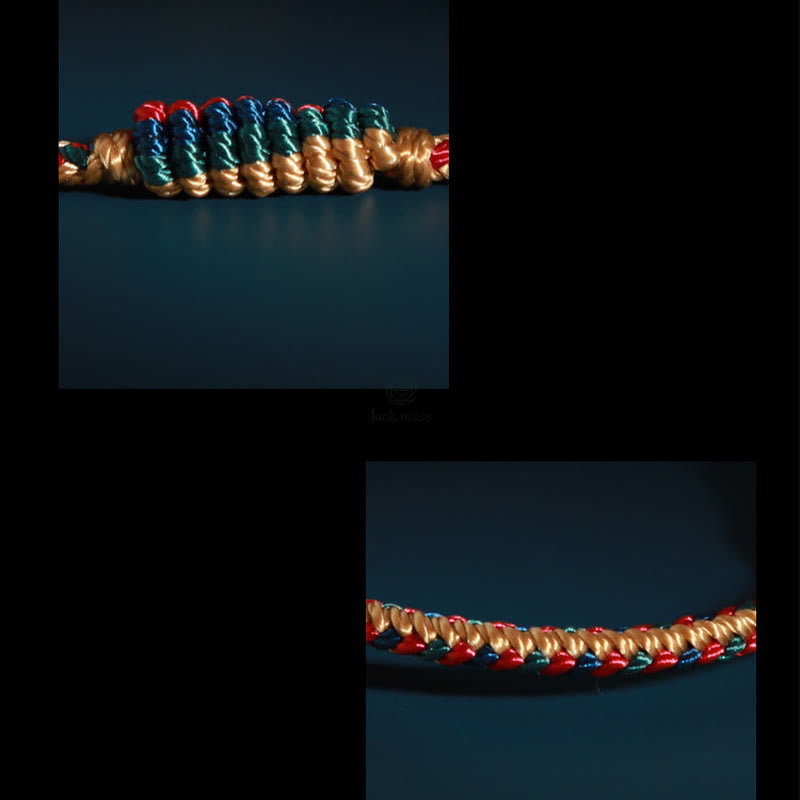Tibetan Handmade Eight Thread Peace Knot Prayer Wheel Bracelet - Image 7