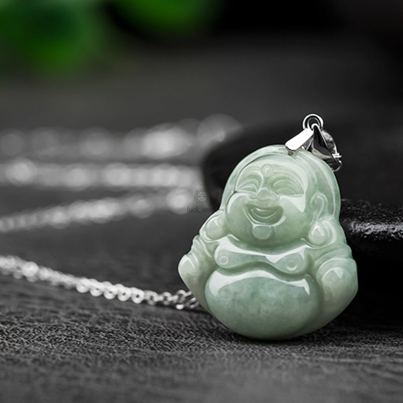 Laughing Buddha Jade Blessing Necklace - 925 Sterling Silver Chain Pendant - Image 6