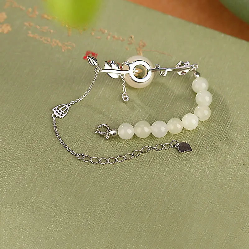 Luck Muse 925 Sterling Silver Hetian Jade Lotus Luck Chain Bracelet - Image 10