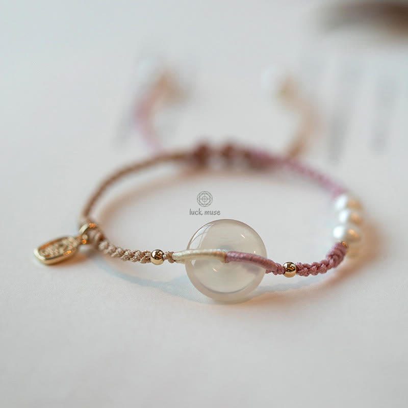 Chalcedony Round Peace Buckle String Bracelet - Luck Muse Shop - Image 8