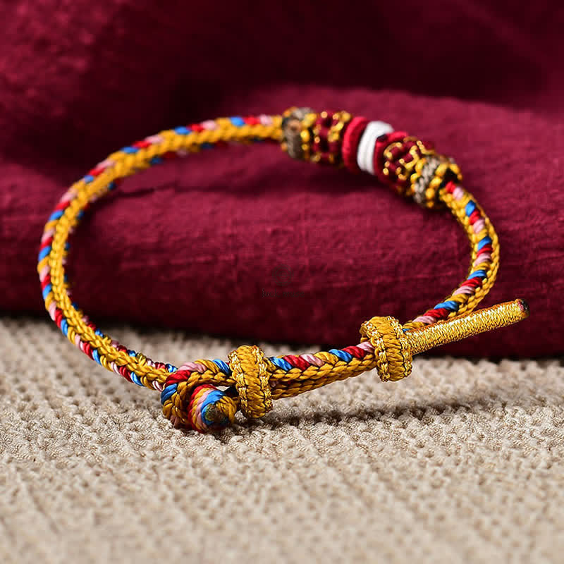 Handmade Dunhuang Color Samsara Knot Luck Reincarnation Knot Braid String Bracelet - Image 13