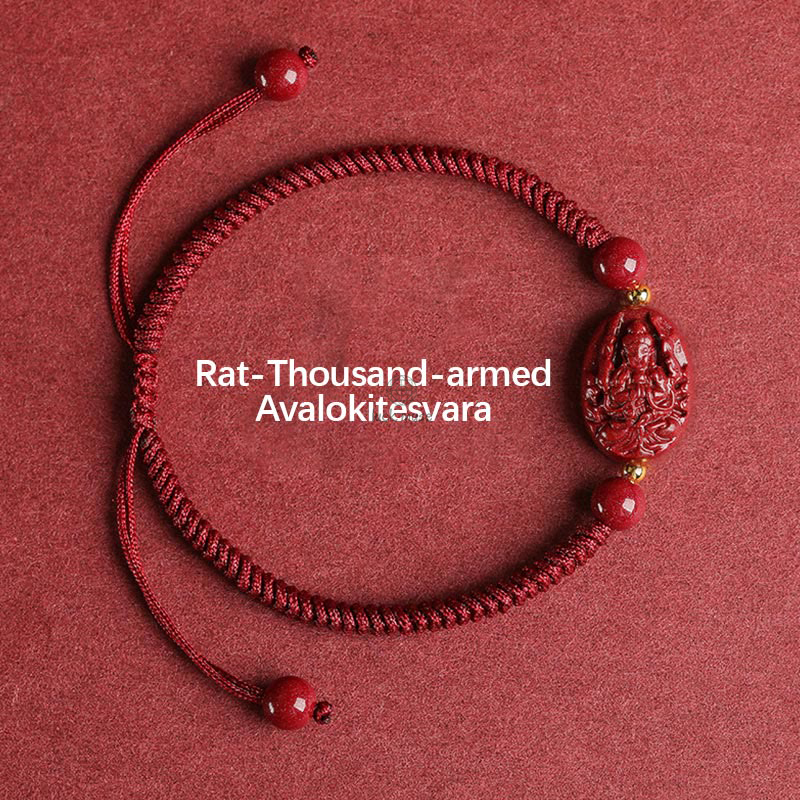 Natal Buddha Cinnabar Chinese Zodiac Rope Bracelet with Luck Muse - Evil Spirits Protection - Image 2