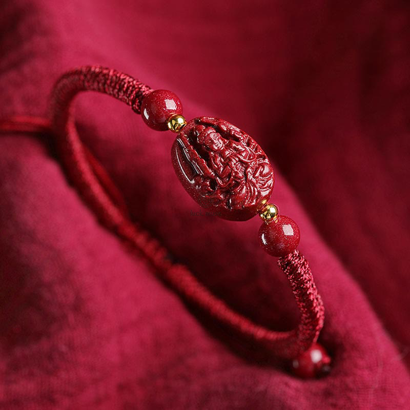 Natal Buddha Cinnabar Chinese Zodiac Rope Bracelet with Luck Muse - Evil Spirits Protection - Image 3