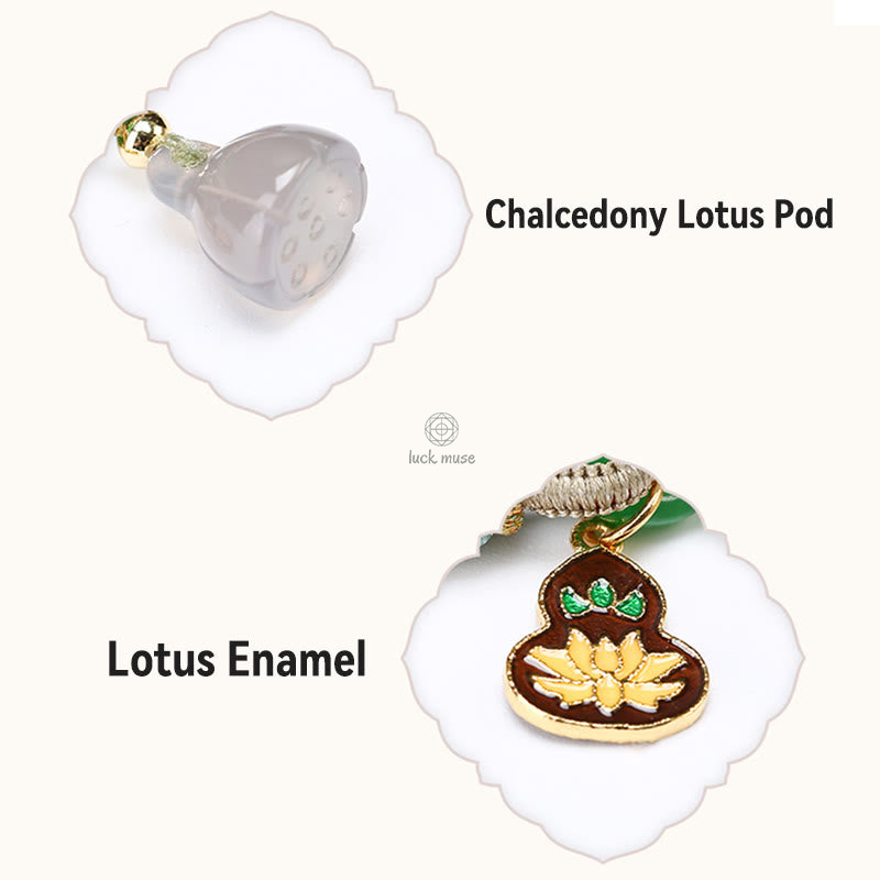 Colorful Rope Chalcedony Luck Muse Bracelet with Lotus Jade Peace Charm - Image 6