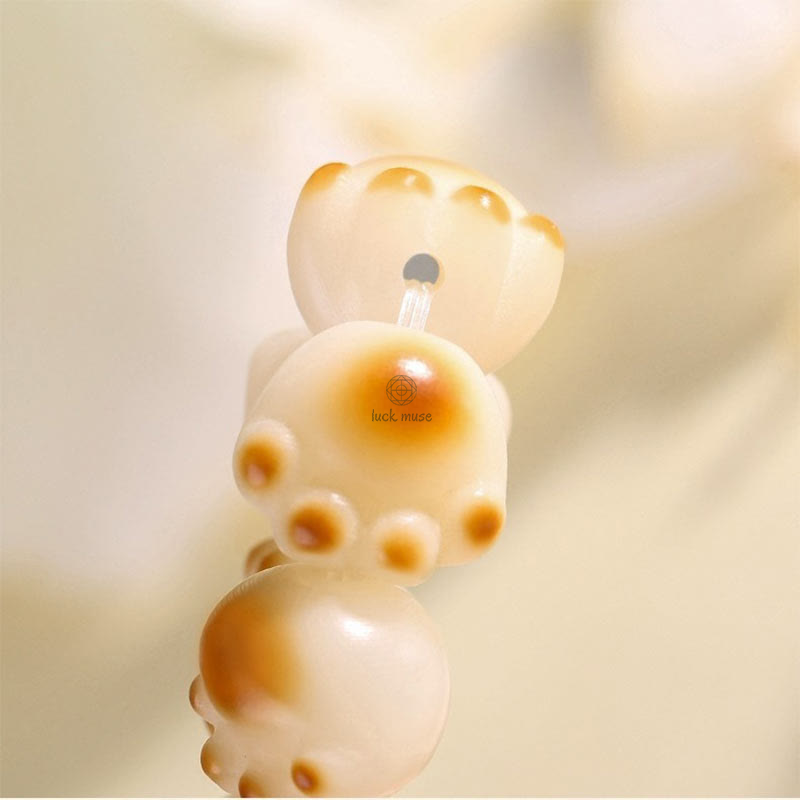 Cute Cat Paw Bodhi Seed Peace Bracelet with Luck Muse Accents - Image 12