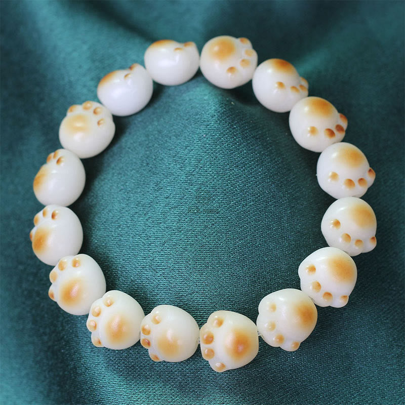 Cute Cat Paw Bodhi Seed Peace Bracelet with Luck Muse Accents - Image 18