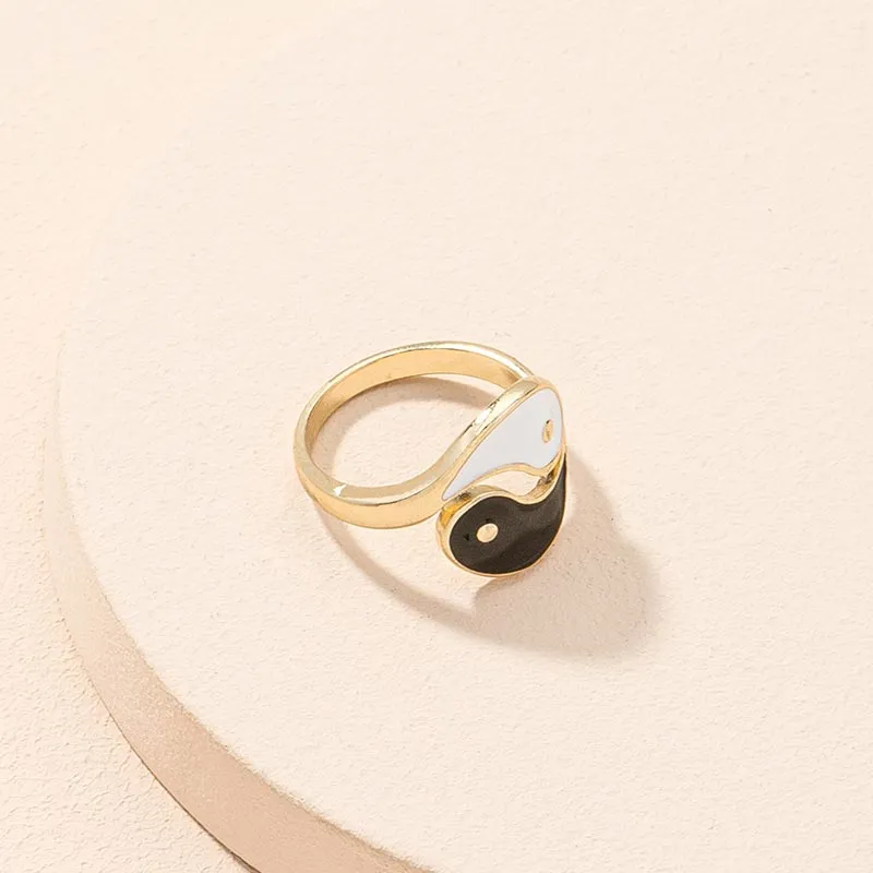Luck Muse Yin Yang Symbol Blessing Adjustable Couple Ring - Image 5