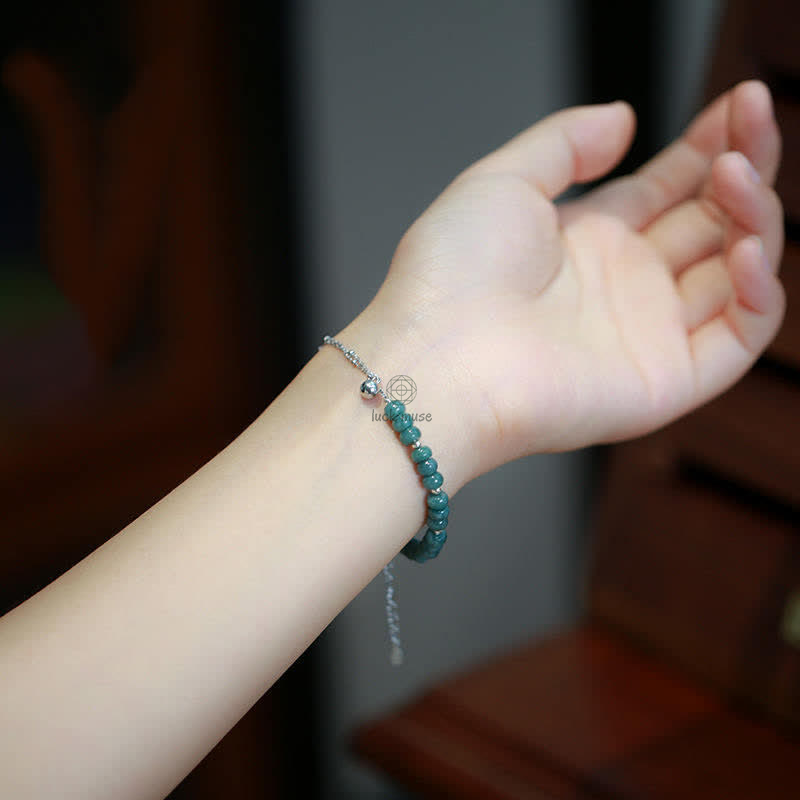 Luck Muse 925 Silver Blue Jade Tourmaline Amber Confidence Blessing Bracelet - Image 4