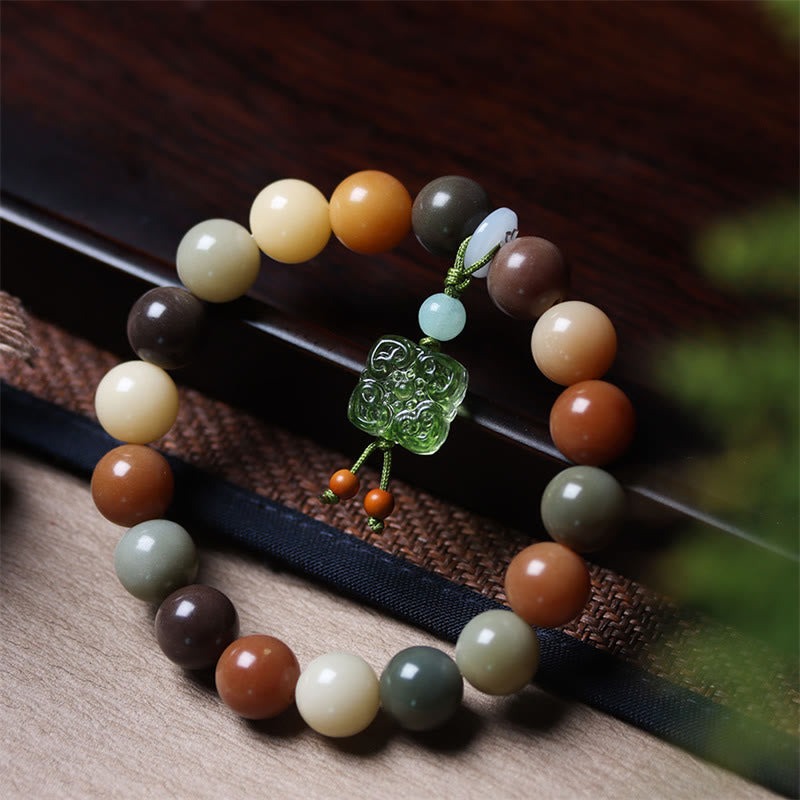 Multicolored Gradient Bodhi Seed and Liuli Glass Charm Bracelet infused with Luck Muse for Peace - Image 10